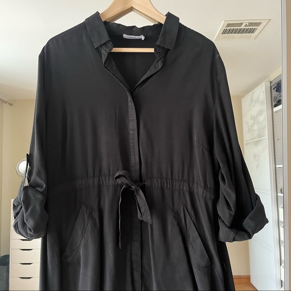 Castro Tie Waist Button Down Shirt Collared Dress With Pockets - Picture 4 of 6